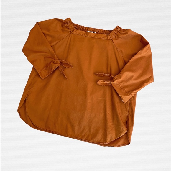niko and… Deep Orange Tie-Sleeve Square Neck Blouse - Picture 1 of 14